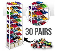 Полка для обуви Amazing Shoe Rack - органайзер на 30 пар 50х24х140 см Белая