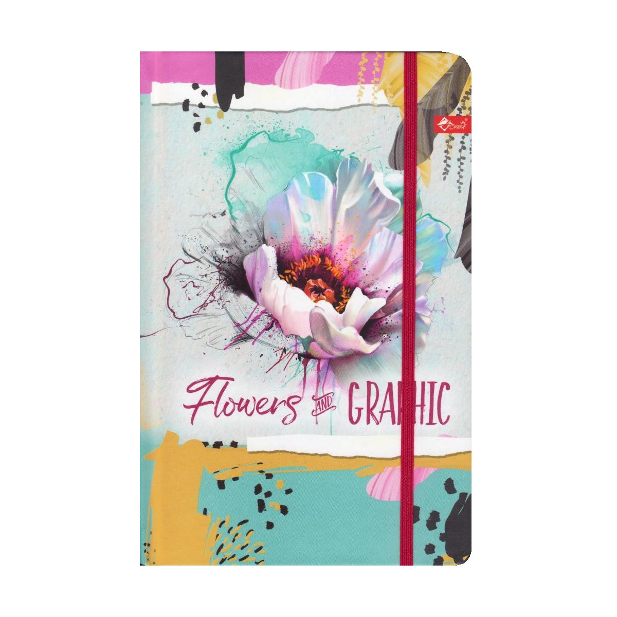 Скетчбук А5, 64 арк. "Flowers" тверда обкладинка, на гумці ТП-66, фото 1