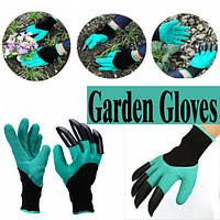Садовые перчатки для огорода Garden Genie Gloves с когтями Черно-бирюзовые 3665