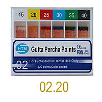 Гуттаперчевые штифты 02 #20, Gutta Percha Points 20/02 (HTM) 120 шт