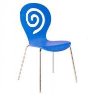 Стілець Лев фанера колір синій на хром ніжках, фото 1