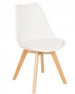 Стілець ТОР пластикове білий з м'якою сидушкою на дерев'яних ніжках, фото 1
