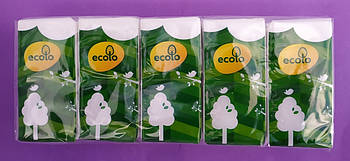 Платочки паперові носові Ecolo без запаху 9 штук