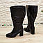 Чоботи чорні шкіряні жіночі з широкою халявою, фото 2