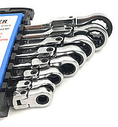 Набір ключів ріжково-накидних із тріскачкою на шарнірах Silver 8 шт. 8-22 мм SK-008-02, фото 3