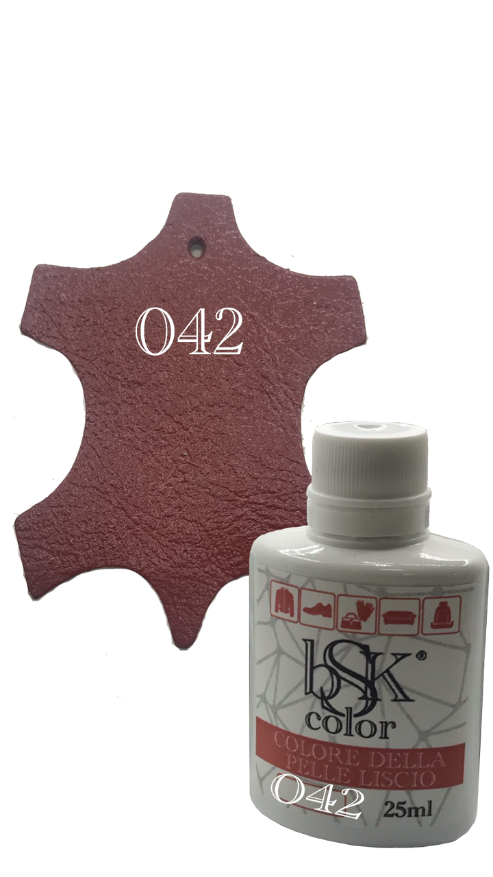 Фарба для гладкої шкіри «bsk-color» 25 мл, колір червоно-коричневий No042