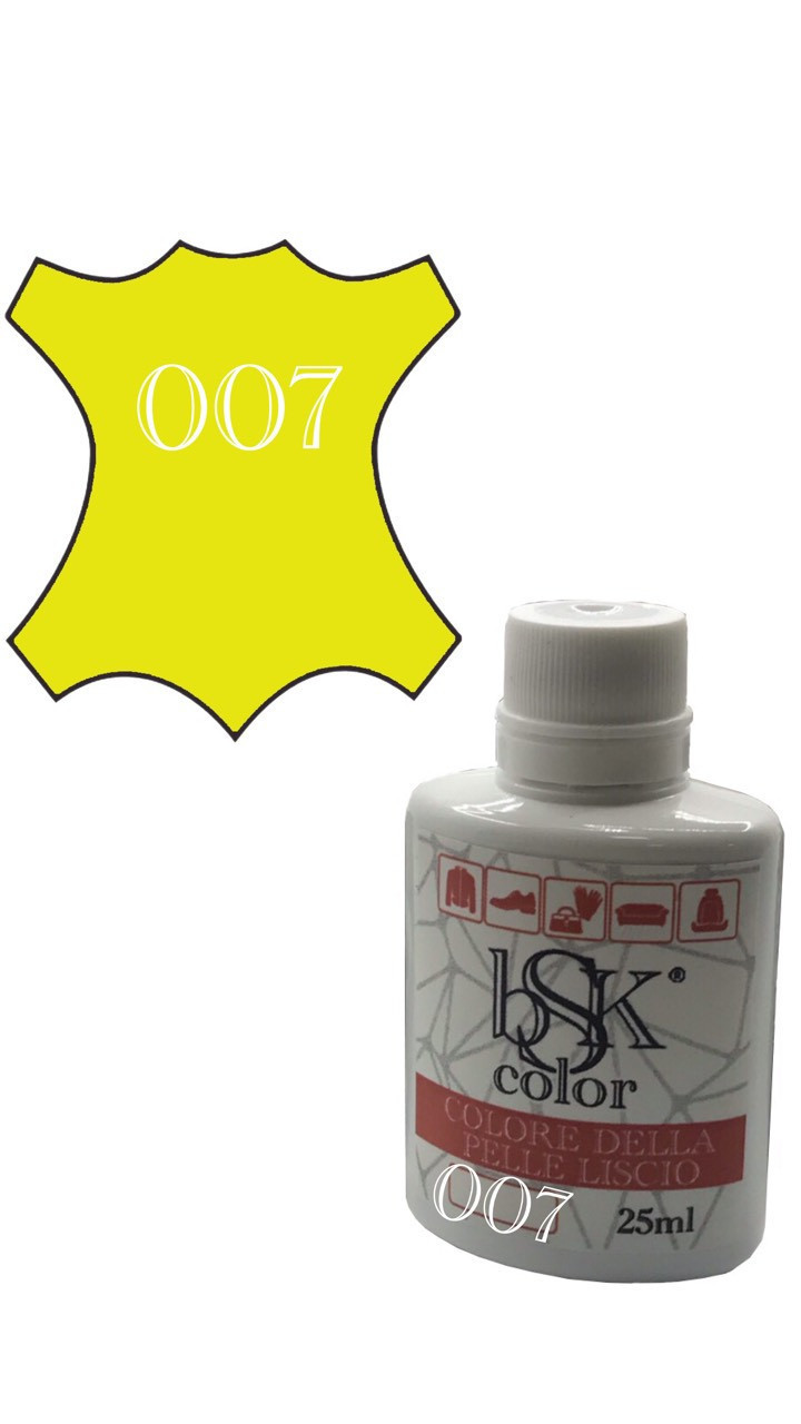 Фарба для гладкої шкіри "BSK color" жовтого кольору 25 мл No007