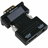 Конвертер з HDMI на VGA OUT Black зі звуком, фото 4