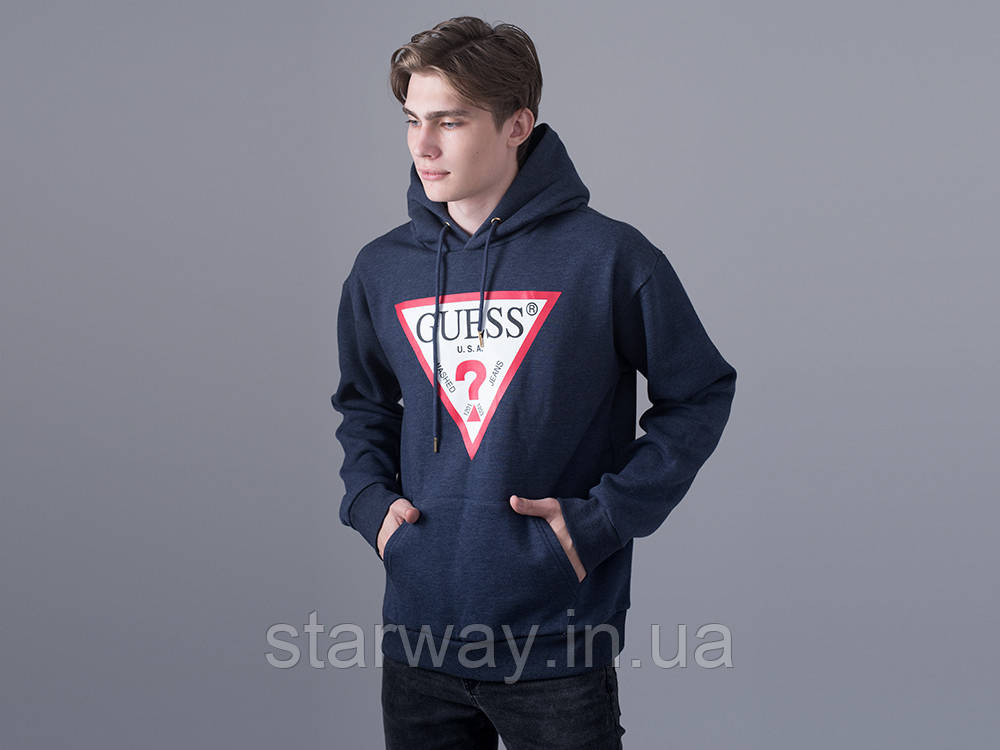 Чорна стильна толстовка | худі guess