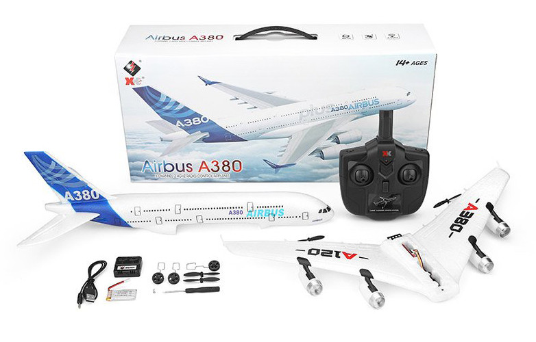 Самолет р/у A120 Airbus A380, пенопласт, в кор 52*24*13,8см