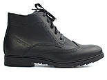 Зимові черевики на натуральному хутрі цигейка чоловіче взуття шкіра Rosso Avangard Brogues Lux Black, фото 2
