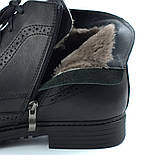Зимові черевики на натуральному хутрі цигейка чоловіче взуття шкіра Rosso Avangard Brogues Lux Black, фото 4