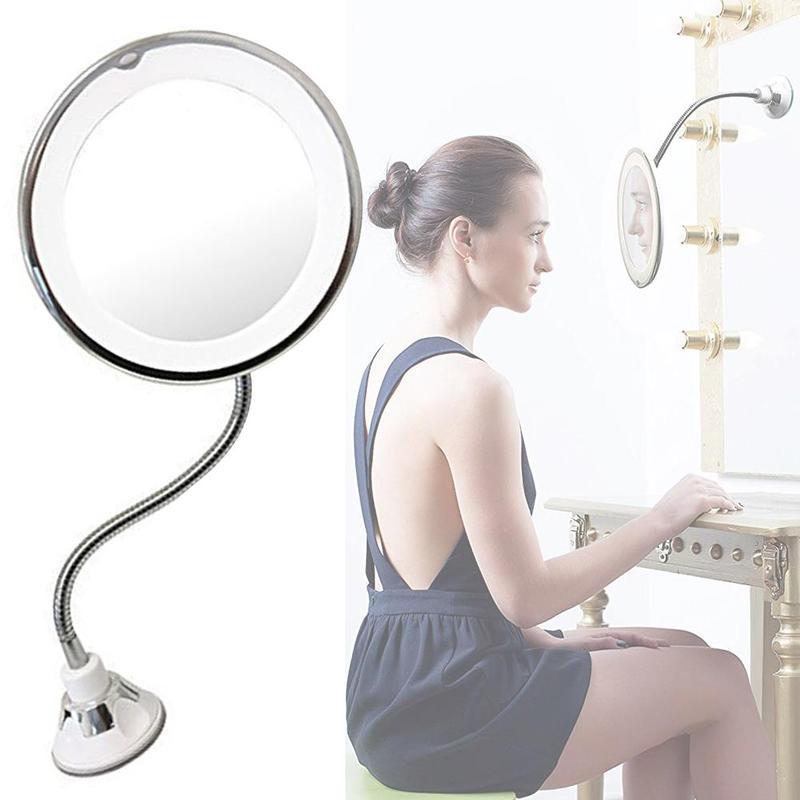 Дзеркало для макіяжу гнучке Ultra Flexible Mirror з 10-кратним збільшенням і LED-підсвіткою ОПТ
