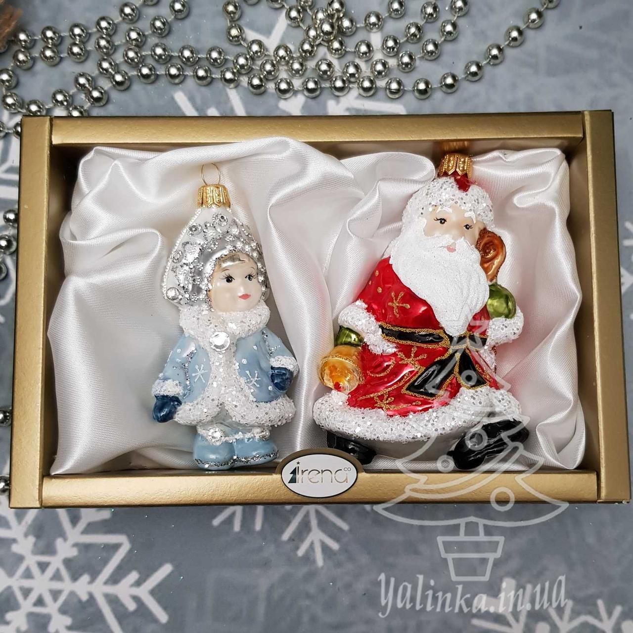 Набор стеклянных елочных игрушек Дед Мороз и Снегурочка Irena - фото 4 - id-p288151835