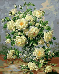 Картина за номерами Білі троянди Букет білих троянд 40х50 см Mariposa Turbo