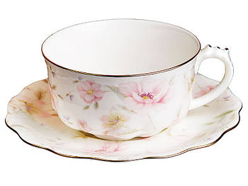 Чашка з блюдцем порцелянова Лаура 400 мл 264-646