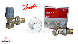 Комплект радіаторних кранів Danfoss DN 1/2" кутовий (з термоголовкою) 013G2228