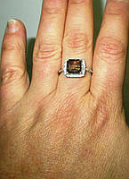 Срібне кільце з натуральним рухтопазом "Квадро", розмір 18