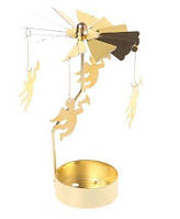 Подсвечник-карусель вращающийся Ангел золотой маленький / Декоративный подсвечник
