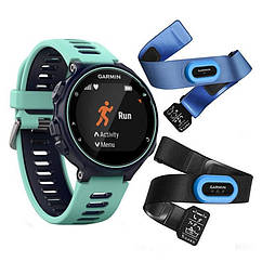 Смарт-годинник Garmin Forerunner 735XT Midnight Blue/Frost Blue Tri Bundle Бірюзовий/ Зелений