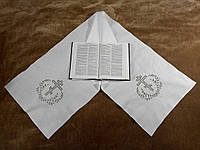 Рушник, полотенце для крещения под Евангелие, на икону, с вышивкой серебром.