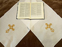 Рушник, полотенце для крещения под Евангелие, на икону, с вышивкой золотом.