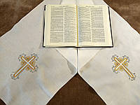 Рушник, полотенце для крещения под Евангелие, на икону, с вышивкой золотом и серебром.