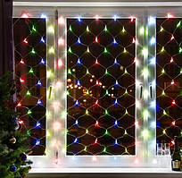Новорічна Гірлянда Сітка 96 Led Діодів пр/п 1,5 х 1,5 м Мульти