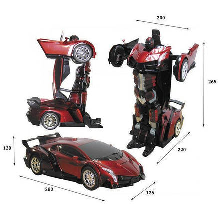 Машинка робот трансформер з пультом Lamborghini Robot Car Size 1:12 (Червона), фото 2