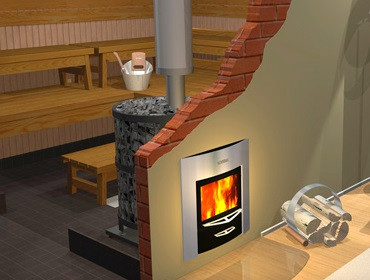 Розміщення виносної печі для сауни Класик 20м3 з виносом і склом 305*305 Розміщення виносної печі для сауни Класик 20м3 з виносом і склом 305*305