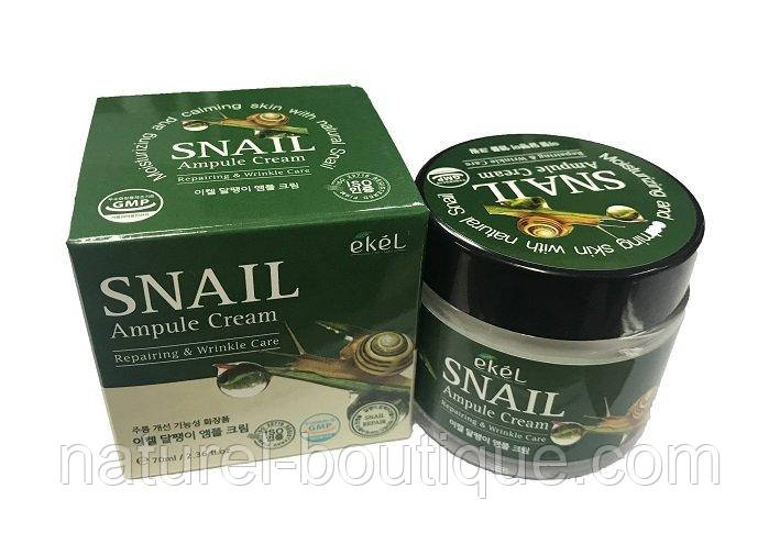 Ампульний крем для обличчя Ekel Snail Ampule Cream з 
муцином равлика