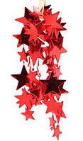 Елочное украшение нить "Красные Звезды", 5.6см*1.8м, цвет - красный
