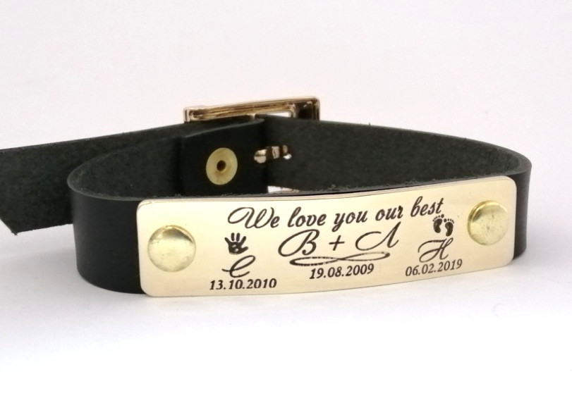 Шкіряний браслет із гравіюванням для металу Gold, фото 1