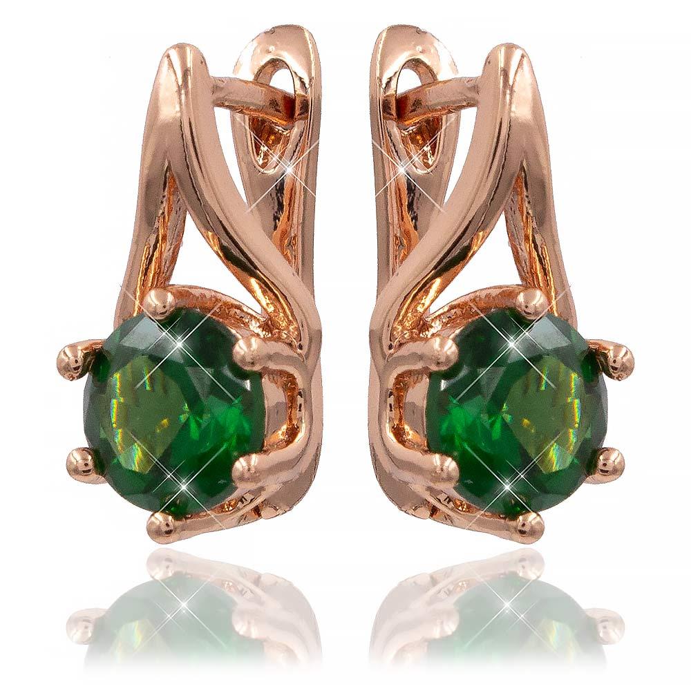 Сережки Xuping зелений 1,5 см (Медичне золото) 624397(3)