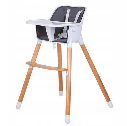 Деревянный стульчик для кормления 2 в 1  Eco baby графитовый, фото 2
