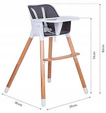 Деревянный стульчик для кормления 2 в 1 Eco baby графитовый, фото 3