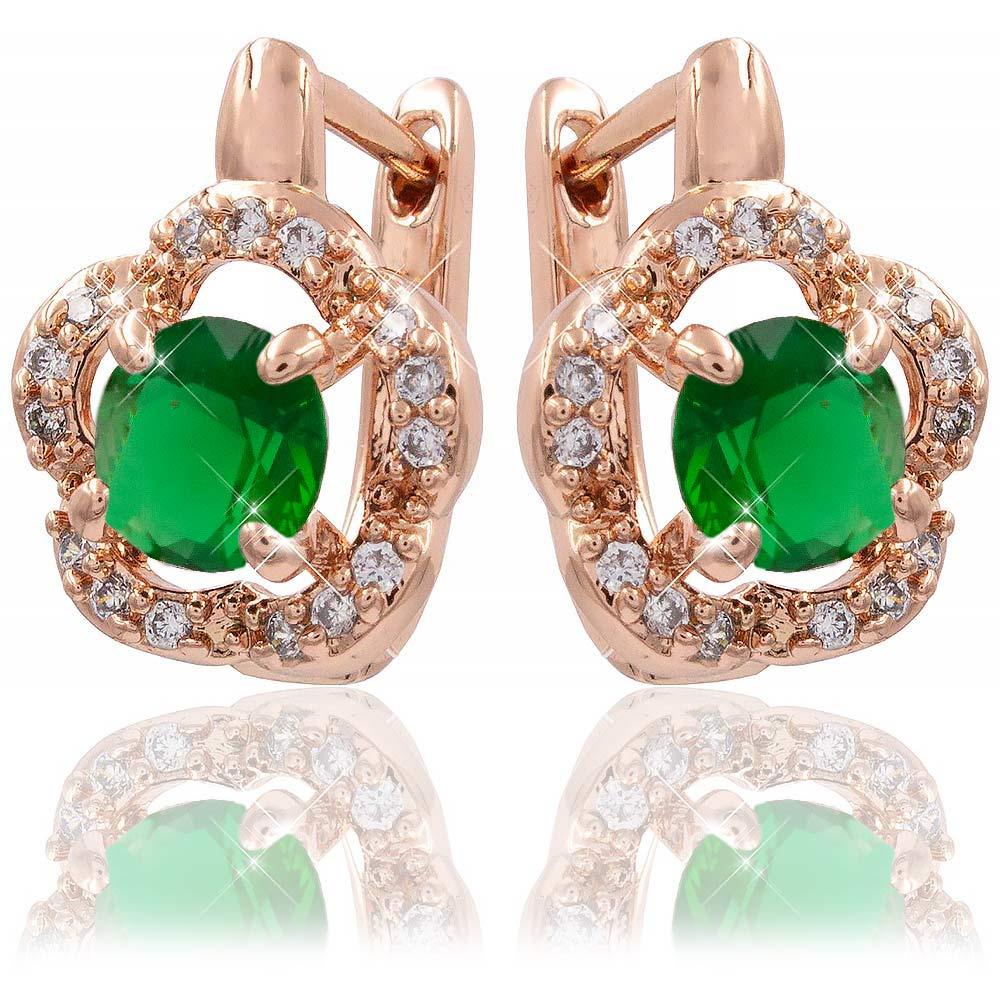 Сережки Xuping зелений 1,5 см (Медичне золото) 724065(3)