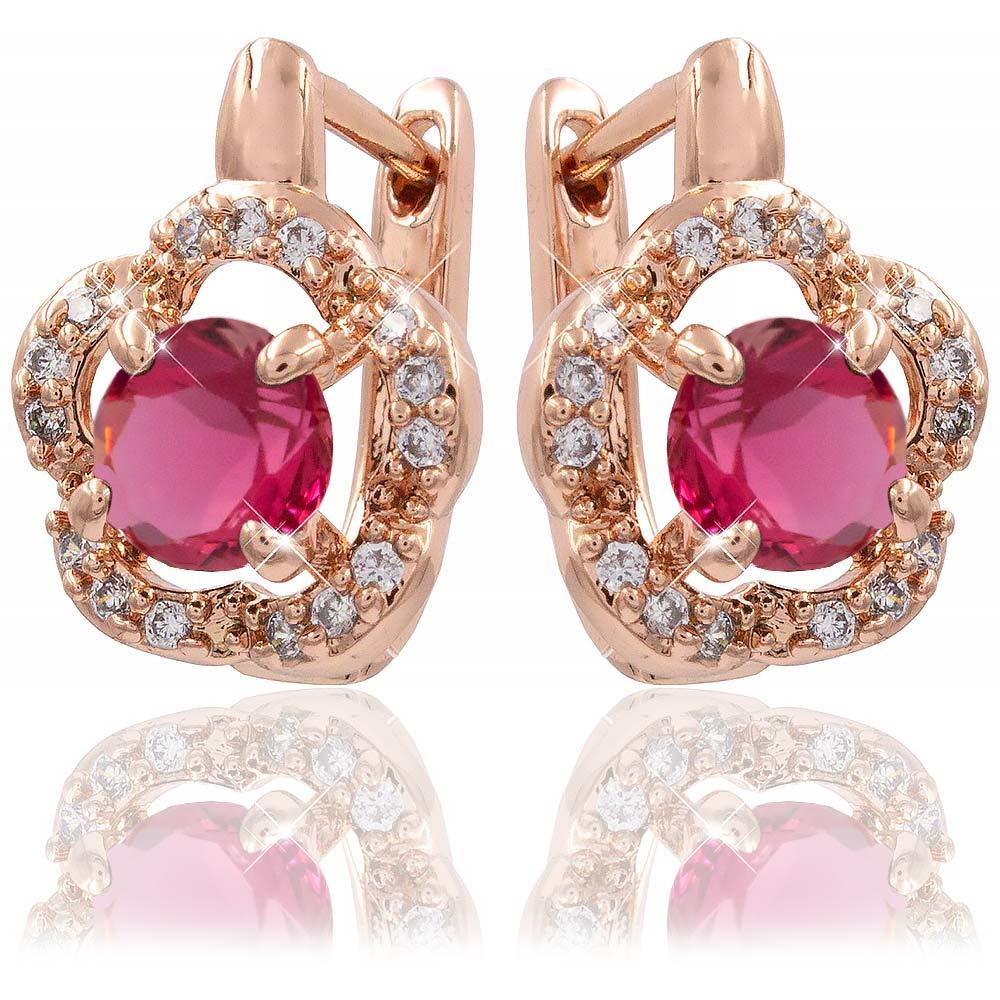 Сережки Xuping малиновий 1,5 см (Медичне золото) 724065(1)