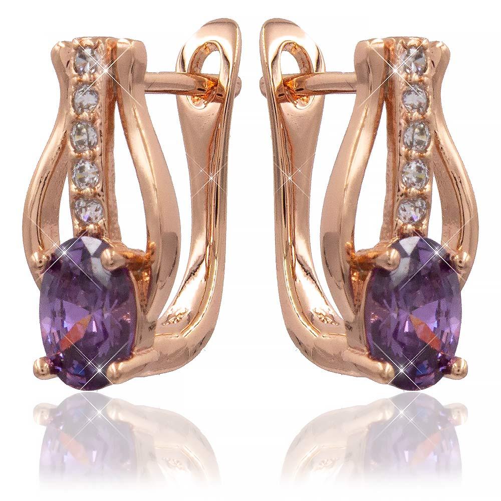 Сережки Xuping фіолетовий 1,6 см (Медичне золото) 724103(1)