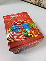 Подарочная новогодняя коробка с надписью Merry Cristmas 10.5 см