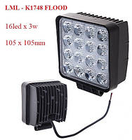 Автомобильная LED фара прожектор LML-K1748 F, 12-24В, 16led х 3w, 105х105мм