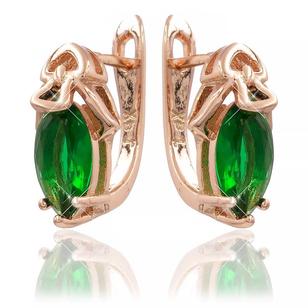Сережки Xuping зелений 1,5 см (Медичне золото) 724180(1)
