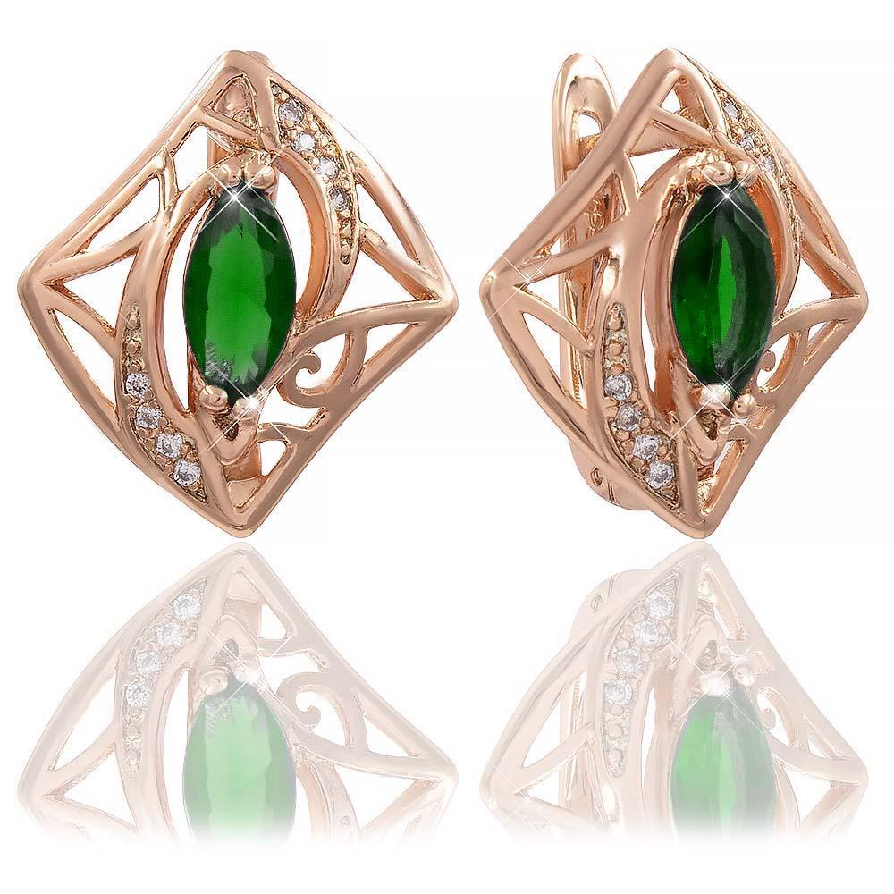 Сережки 1,7 см зелений (Медичне золото)