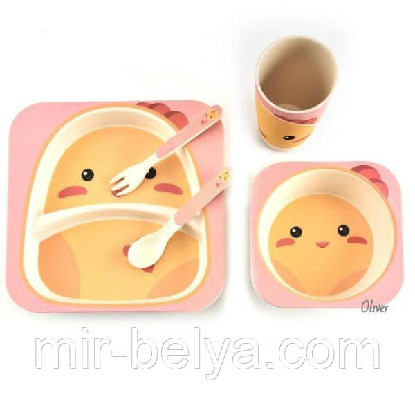 Набір дитячої бамбуковій посуду 5 предметів, фото 1