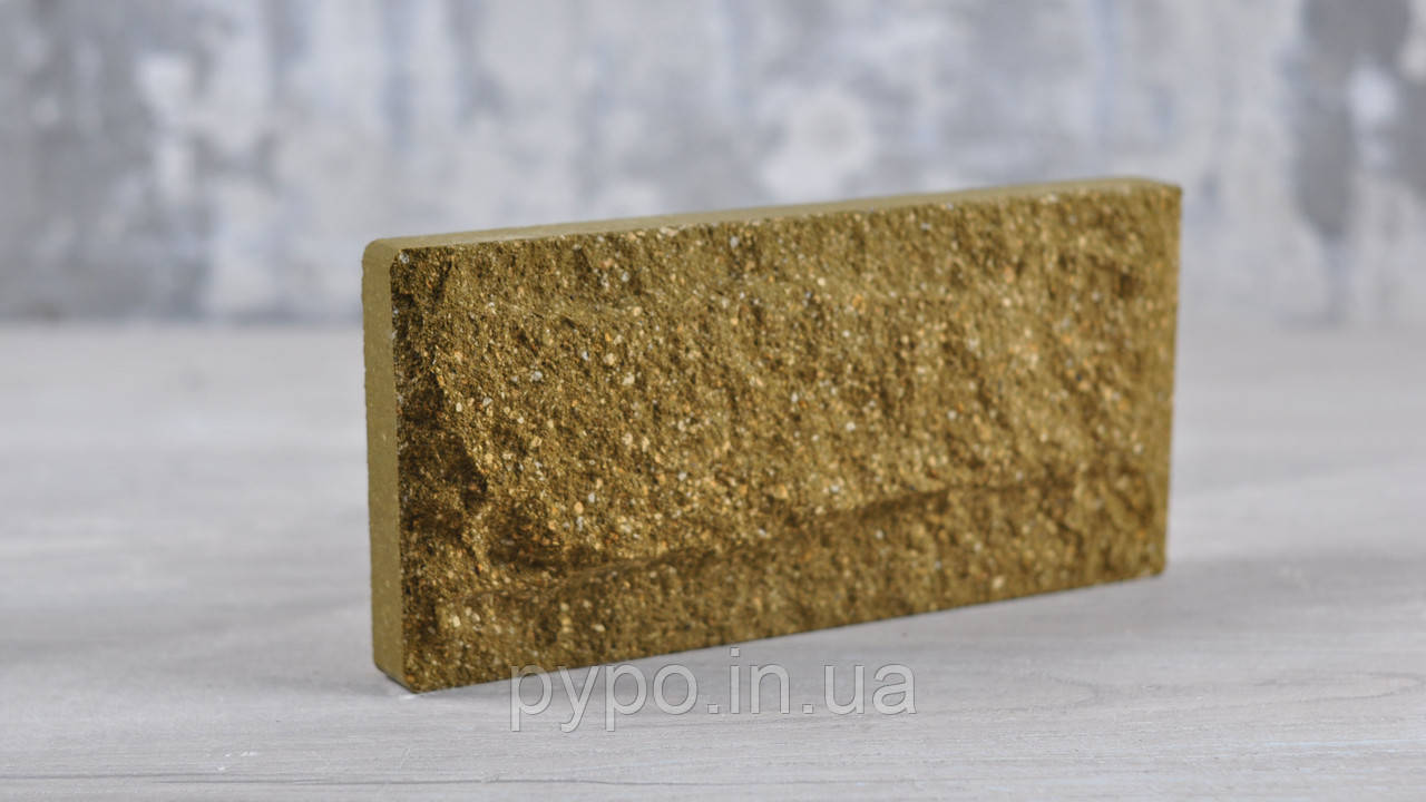 Плитка цокольна рвана скеля Гірчичний "Slim Stone".