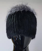 Зимняя меховая шапка «Ондатра с чернобуркой»