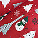 Бавовняна тканина (ТУРЕЧЧИНА шир. 2,4 м) сніговики в зеленних шапках і білі ялинки на червоному, фото 2