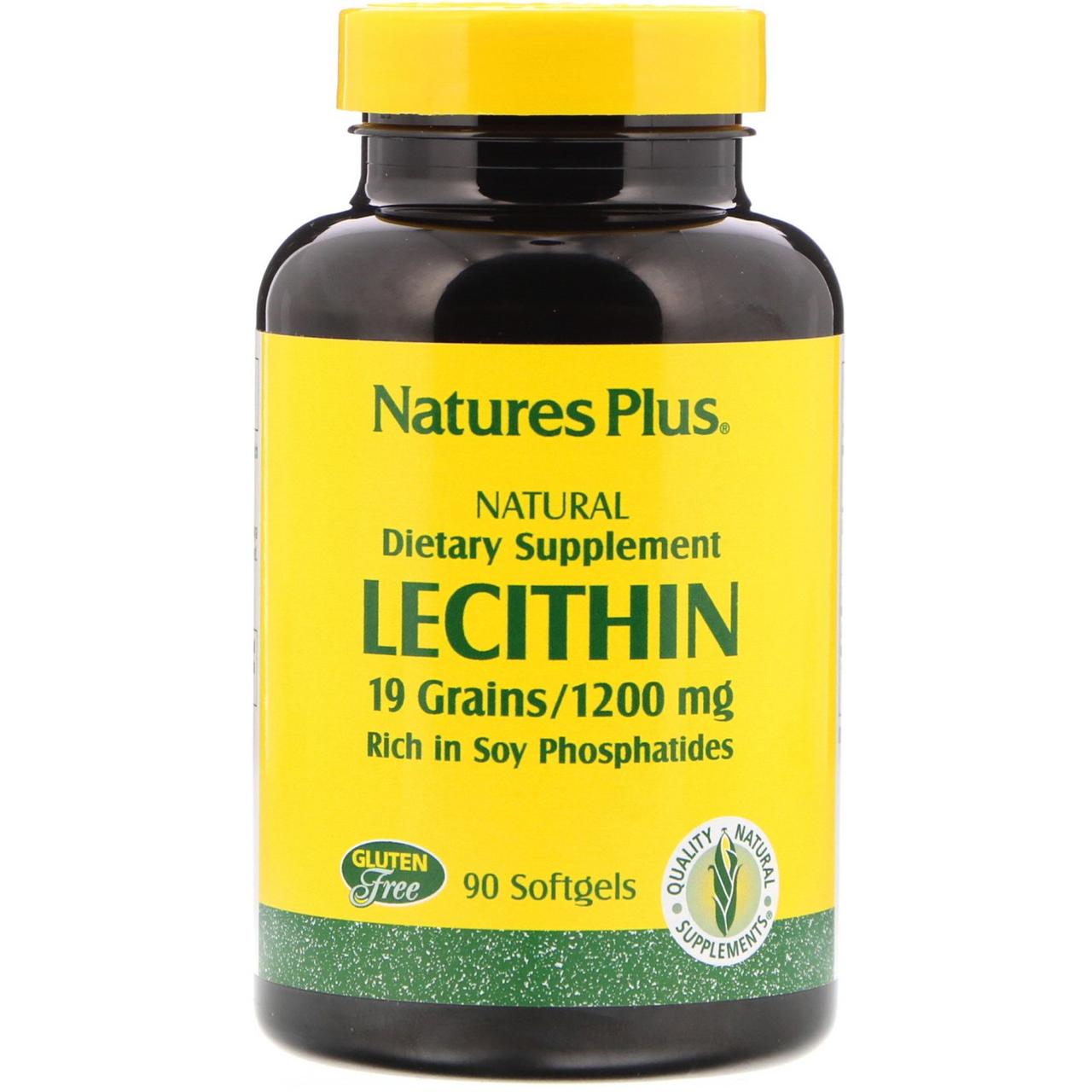 Лецитин, Lecithin, Nature's Plus, 1200 мг, 90 капсул - фото 1 - id-p357513788