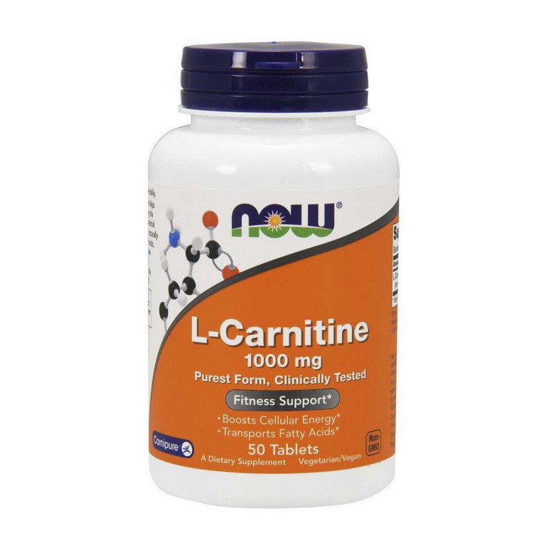Л-карнітин Now Foods L-Carnitine 1000 mg purest form (50 таб) нау фудс