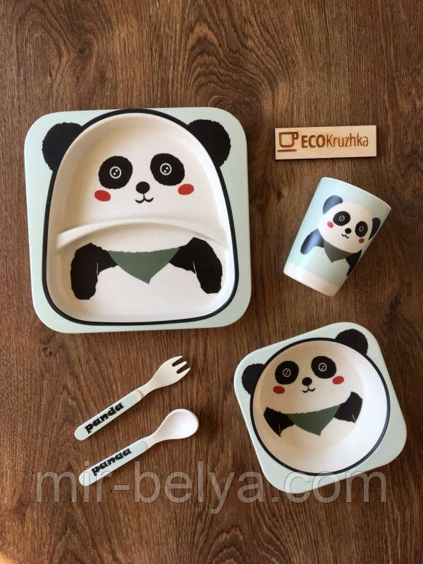 Набір дитячої бамбуковій посуду 5 предметів, фото 1